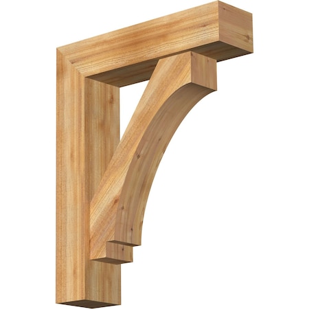 Imperial Block Rough Sawn Bracket W/ Offset Brace, Western Red Cedar, 8W X 32D X 40H